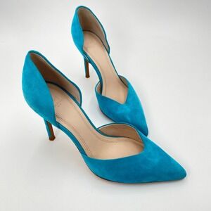 Marc Fisher LTD Tammy Suede Leather Pointed Toe Stiletto Heels Turquoise Pump 5‎